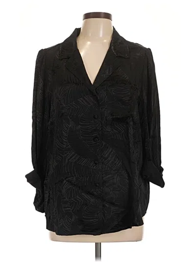 Pre-owned Fat Face Long Sleeve Polo Shirt In Black