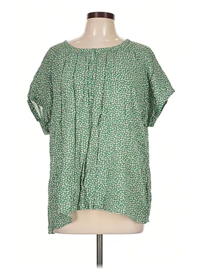 Pre-owned Fat Face Short Sleeve Blouse In Green