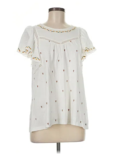 Pre-owned Fat Face Short Sleeve Blouse In Ivory