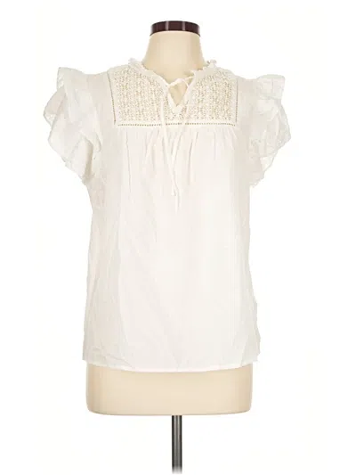 Pre-owned Fat Face Short Sleeve Blouse In Ivory