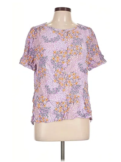 Pre-owned Fat Face Short Sleeve Blouse In Purple
