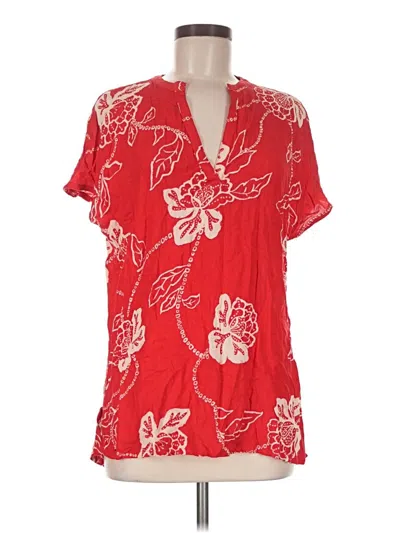Pre-owned Fat Face Short Sleeve Blouse In Red