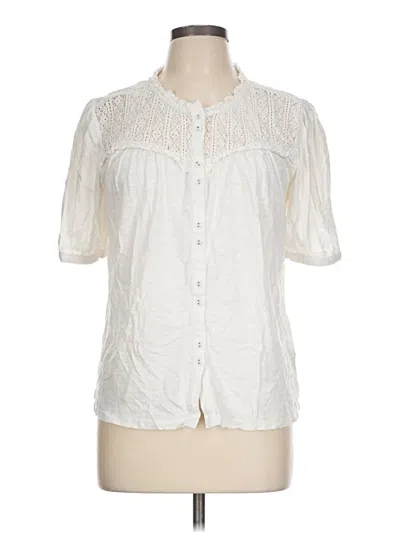 Pre-owned Fat Face Short Sleeve Blouse In White