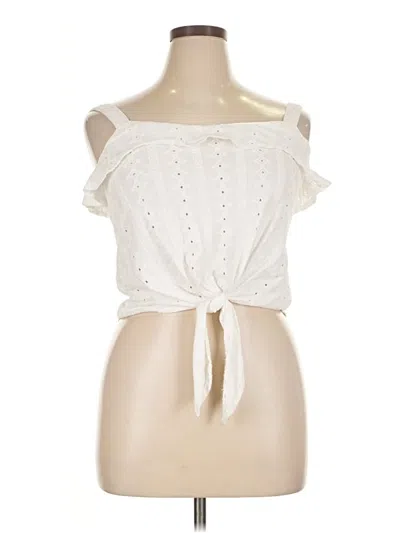 Pre-owned Fat Face Tube Top Ivory Polka Dots Pattern Strapless Neckline Tops In White