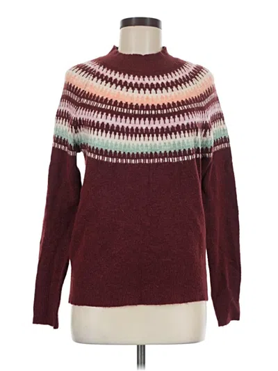 Pre-owned Fat Face Turtleneck Sweater In Burgundy