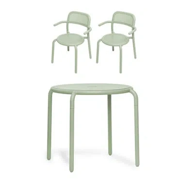 Fatboy Toni Bistreau Outdoor Bistro Table Set With Armchairs In Green