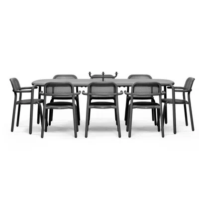 Fatboy Toní Tablo Outdoor Dining Table Set With Armchairs And Candle Holder In Anthracite