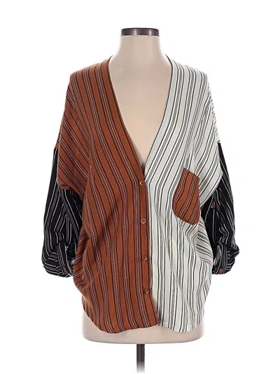 Pre-owned Fate 3/4 Sleeve Blouse In Brown