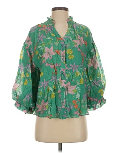 Pre-owned Fate 3/4 Sleeve Blouse In Green