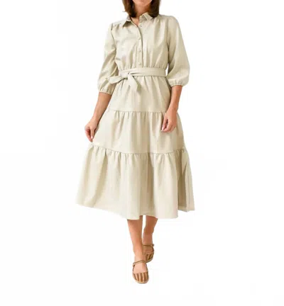 Fate A Leather Love Affair Midi Dress In Ecru In White