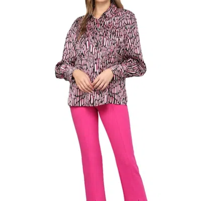 Fate Abstract Print Pocket Button Down Shirt In Pink