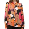 Fate Abstract Print Rayon Satin Button Down Shirt In Black Multi