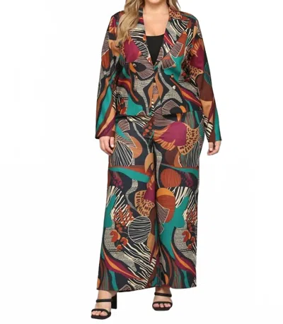 Fate Abstract Print Wide Leg Pants In Black Multi