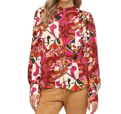 Fate Abstract Top In Plum In Pink