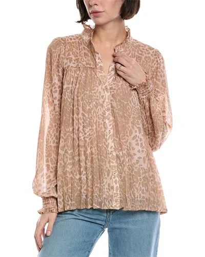 Fate Accordion Pleated Chiffon Blouse In Brown