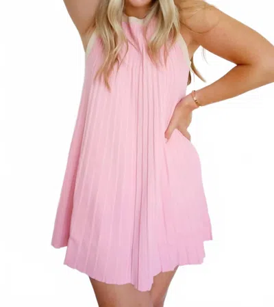 Fate Anna Pleated Knit Sleeveless Dress In Pink