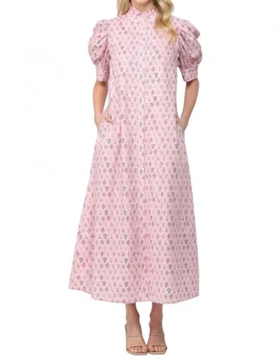 Fate Annabelle Button Down Maxi Dress In Pink