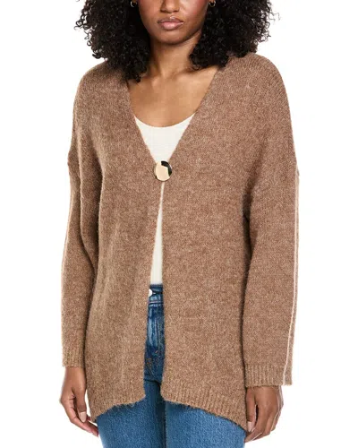 Fate Asymmetrical Hem Fuzzy Knit Wool-blend Cardigan In Brown