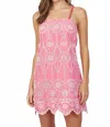 Fate Beaded Strap Scallop Edge Eyelet Lace Dress In Pink In Pink