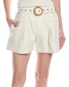 Fate Belted High-waist Linen-blend Short In Sand