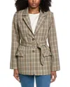 Fate Belted Plaid Blazer In Blue