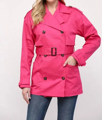Fate Belted Short Trench Coat In Fuchsia In Pink