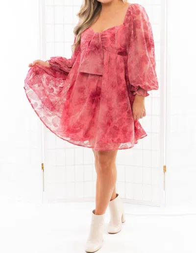 Fate Berry Burnout Velvet Mini Dress In Pink
