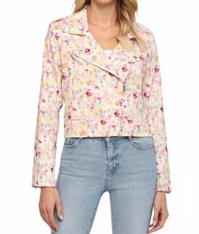 Fate Blooming Flowers Moto Jacket In Pink In Neutral