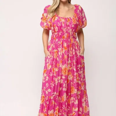 Fate Blooms And Elegance Maxi Dress In Hot Pink Floral