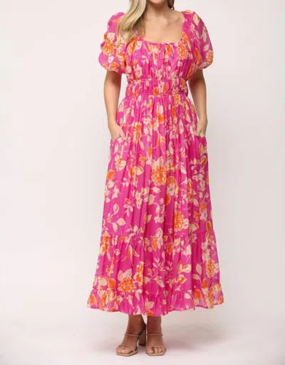 FATE BLOOMS AND ELEGANCE MAXI DRESS IN HOT PINK FLORAL
