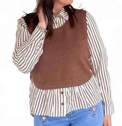 Fate Bound Together Long Sleeve Top In Brown