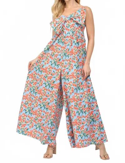 Fate Bow Detail Jumpsuit In Blue Multi