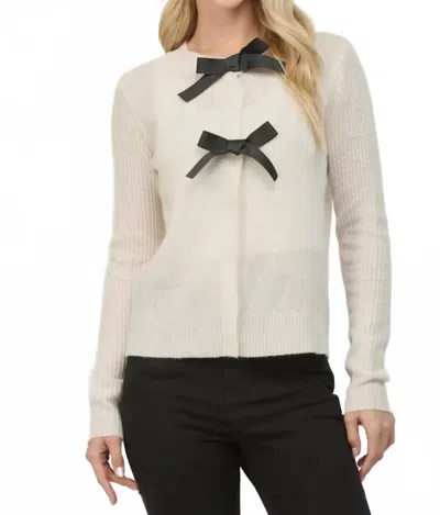 Fate Bow Trimmed Cardigan In Cream In Beige