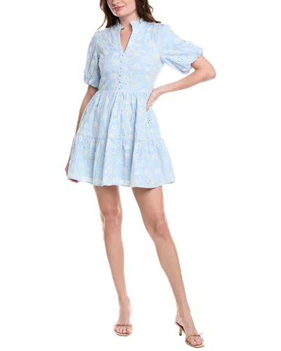 Fate Broderie Mini Dress In Blue