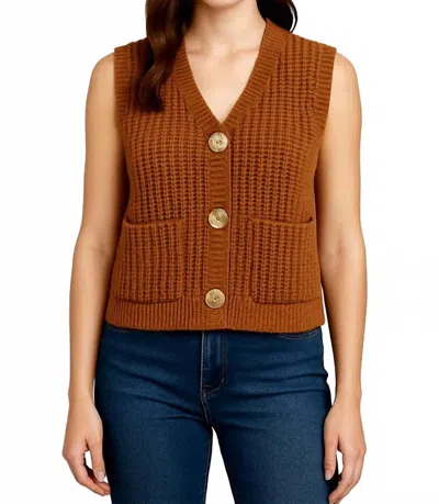 Fate Button Chunky Vest In Brown