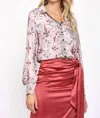 Fate Buttoned Down Blouse In Pink/grey In Multi
