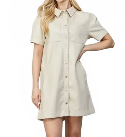 Fate Buttoned Up Utility Mini Dress In Beige In Neutral