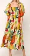 Fate By Lfd Abstract Print Smocked Dress In Multi In Multi