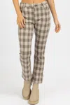 FATE BY LFD CHECKED HIGH RISE FLARE PANT IN NEUTRAL