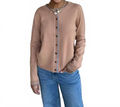 Fate By Lfd Coastal Charm Cardigan In Tan, Blue In Pink