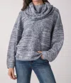 Fate By Lfd Cowl Neck Marled Yarn Sweater In Denim Blue In Multi