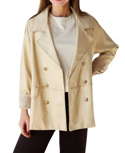 Fate By Lfd Faux Leather Double Breasted Jacket In Khaki In Multi