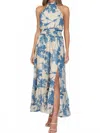 Fate By Lfd Floral Halter Neck Maxi Dress In Blue In Neutral