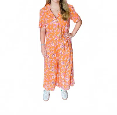 Fate By Lfd Floral Linen Cropped Blazer In Orange In Multi