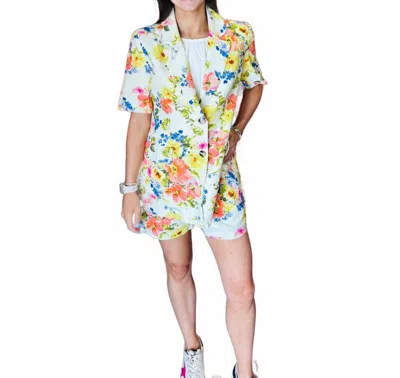 Fate By Lfd Floral Linen Short Sleeve Blazer In Multi