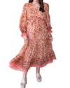 Fate By Lfd Floral Print Chiffon Button Maxi Dress In Orange
