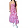 Fate By Lfd Floral Strapless Midi Dress In Pink In Pink