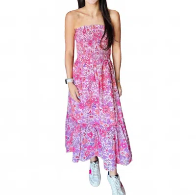 Fate By Lfd Floral Strapless Midi Dress In Pink