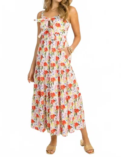 Fate By Lfd Floral Tie Front Midi Dress In Multicolor
