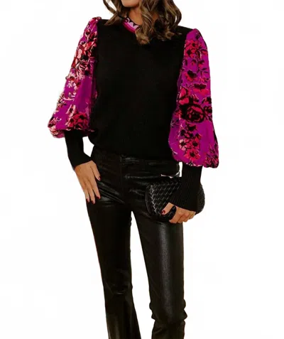 Fate By Lfd Frosted Plum Sweater Top In Black In Pink